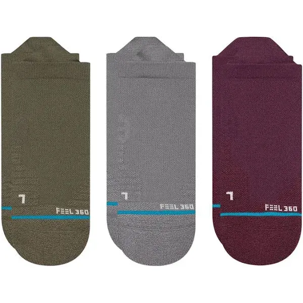 Stance Men&#039;s M 6-8.5  Tab Height Socks Feel 360 Infiknit Army 3 Pack Performance