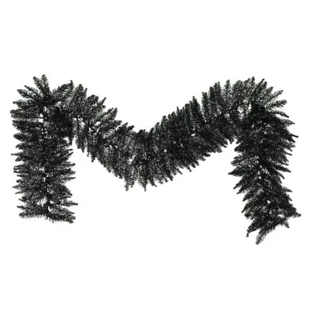 Vickerman 9' Black Fir Artificial Christmas Garland - Unlit - Faux Christmas Garland - Indoor Seasonal Home Decor - Reliable and Durable - Garland for Staircase or Mantle