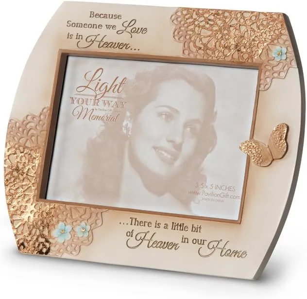 Pavilion Gift Company 19050 Light Your Way Memorial Heaven in Our Home Photo Frame, 7-1/4 by 6-Inch