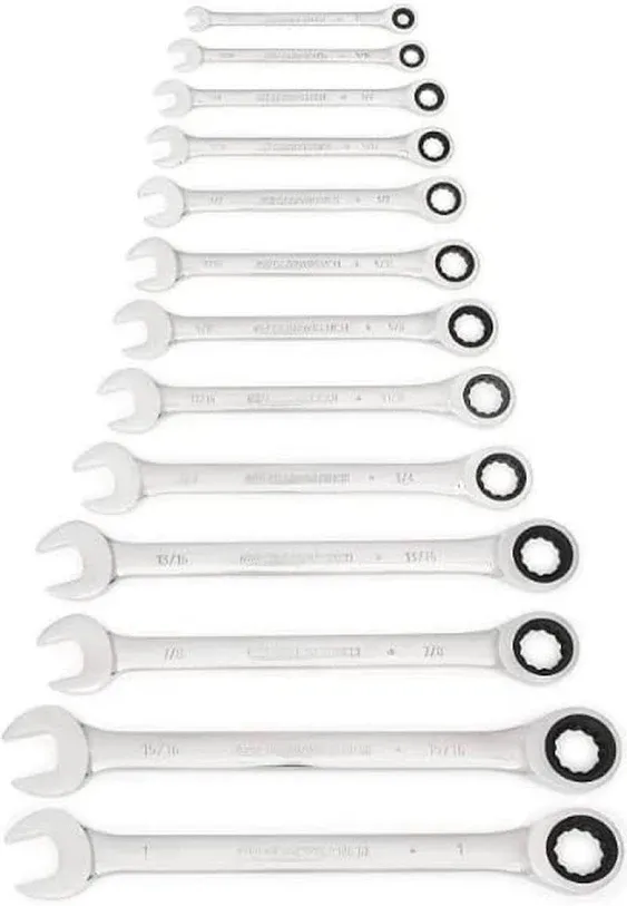 13 Pc. 12 Pt. Ratcheting Combination Wrench Set, SAE - 9312