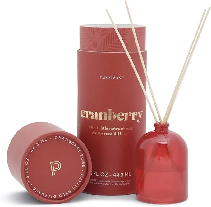 Paddywax Petite Collection Scented Oil Reed Diffuser, 1.5-Ounce, Red-Cranberry