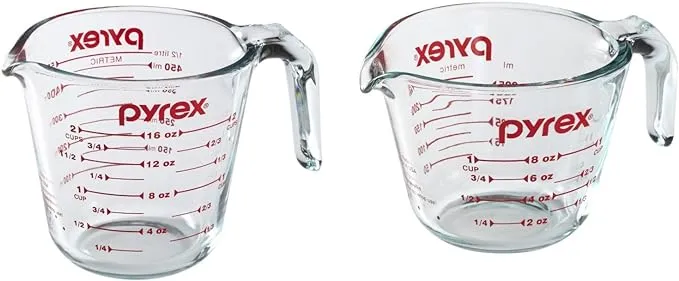 Pyrex (32 Oz) Measuring 4 Cup Glass, Clear, Red