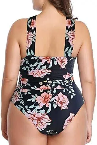 W YOU DI AN Women's Swimsuits One Piece Tummy Control Front Cross Backless