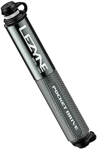 LEZYNE Pocket Drive HP Bicycle Hand Pump, High Pressure 160 PSI, Presta & Schrader Compatible, Durable CNC Aluminum, Compact, ABS Flex Hose, Bike Tire Pump