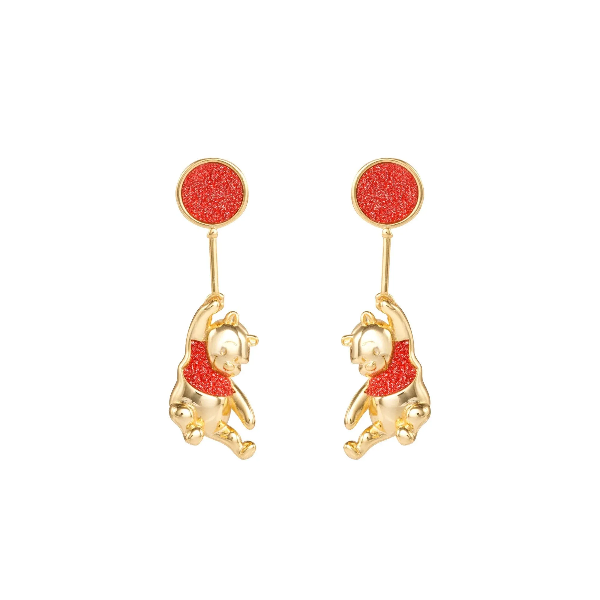 Disney Winnie the Pooh Womens Flash Plated Earrings - Drop Earrings for Women - Winnie the Pooh Earrings - Disney Jewelry