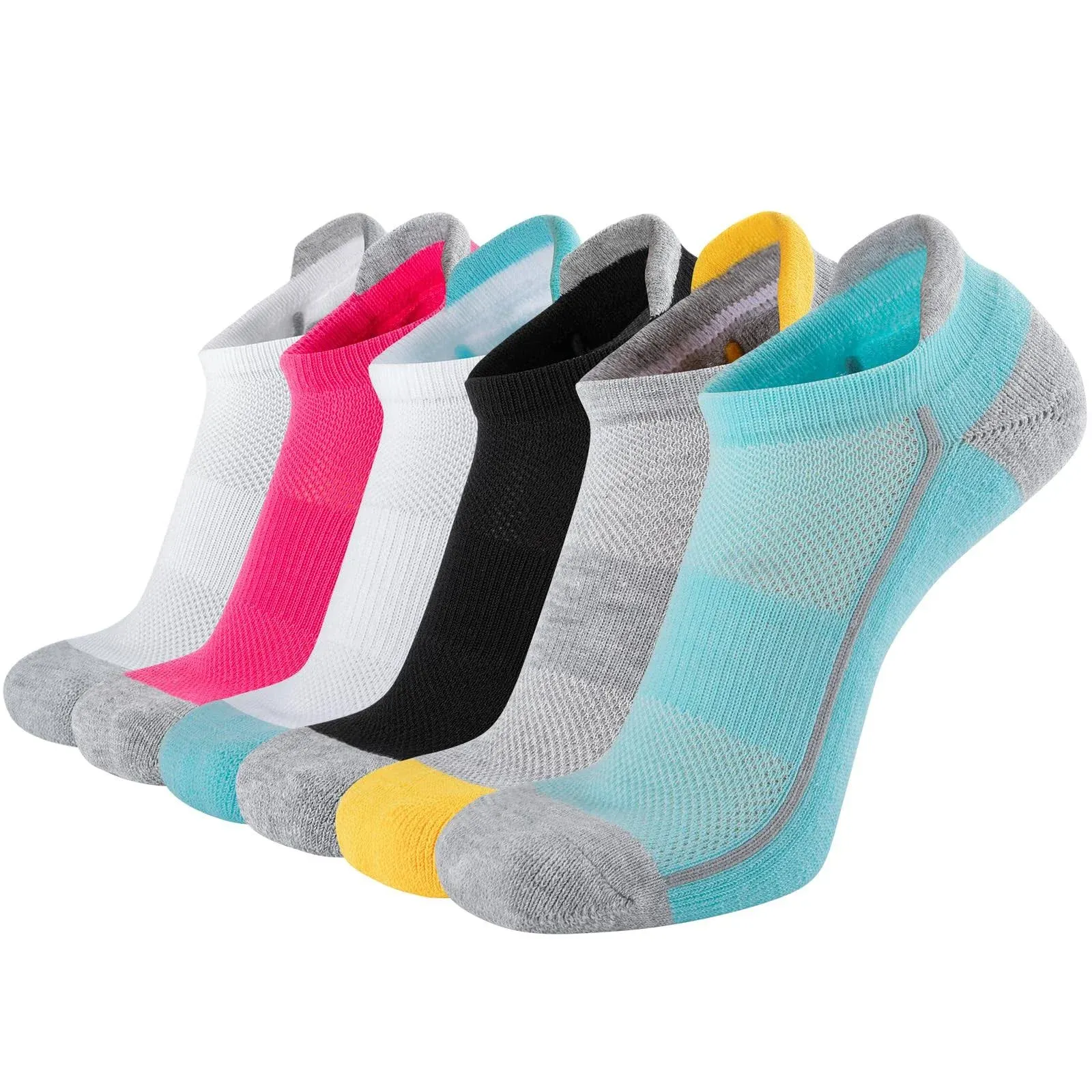 Heatuff Womens Low Cut Ankle Athletic Socks Cushioned Running No Show Breathable Tab Sock 6 Pack