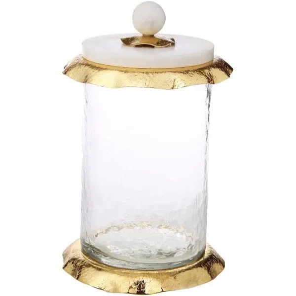 Medium Glass Canister with Marble and Gold