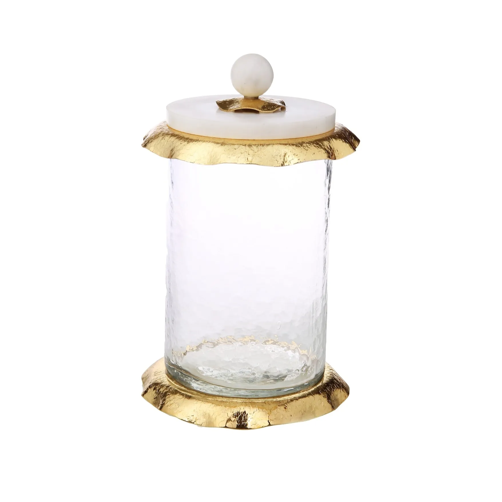 Medium Glass Canister With Marble And Gold