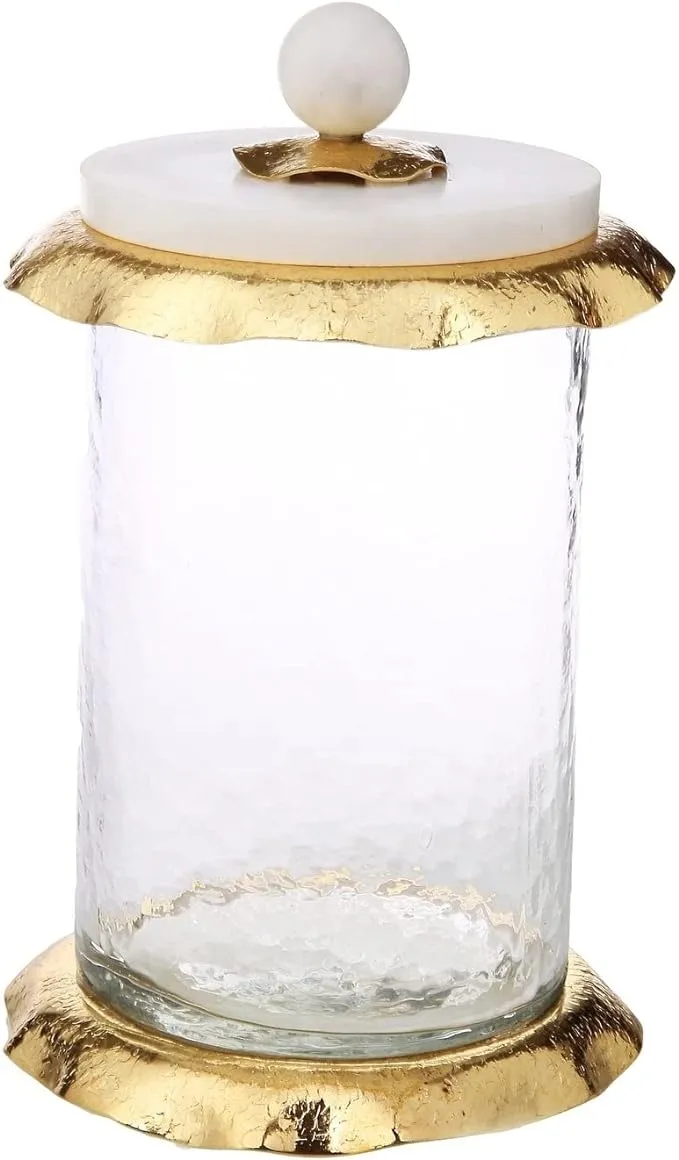 Small Glass Canister with Marble and Gold