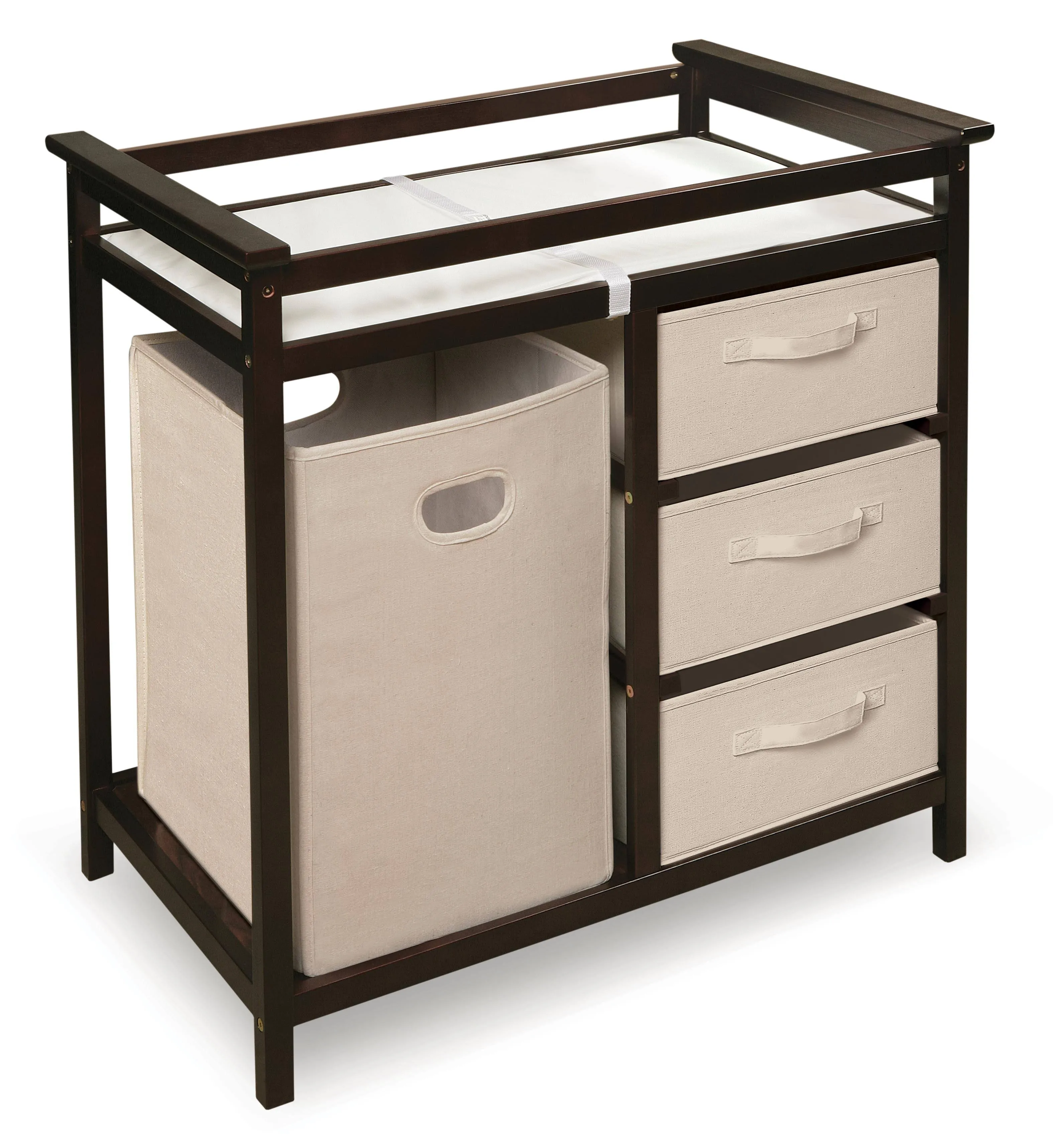 Modern Baby Changing Table with Hamper and 3 Baskets