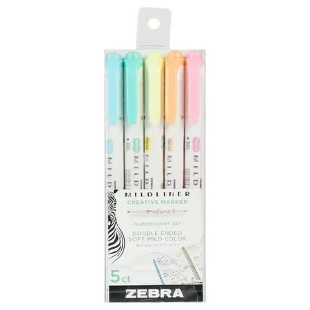 Zebra Pen Mildliner Double Ended Highlighter, Broad and Fine Point Tips, Assorted Neutral Vintage Ink Colors, 8-PackZebra Pen Mildliner Double Ended Highlighter, Broad an…