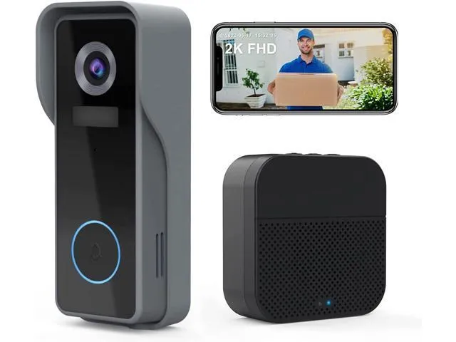 ZUMIMALL Doorbell Camera Wireless 2K FHD, Video Doorbell with Chime, 2 Way Audio, Voice Changer, 30s Voice Message, Anti-Theft Siren, Ai Motion