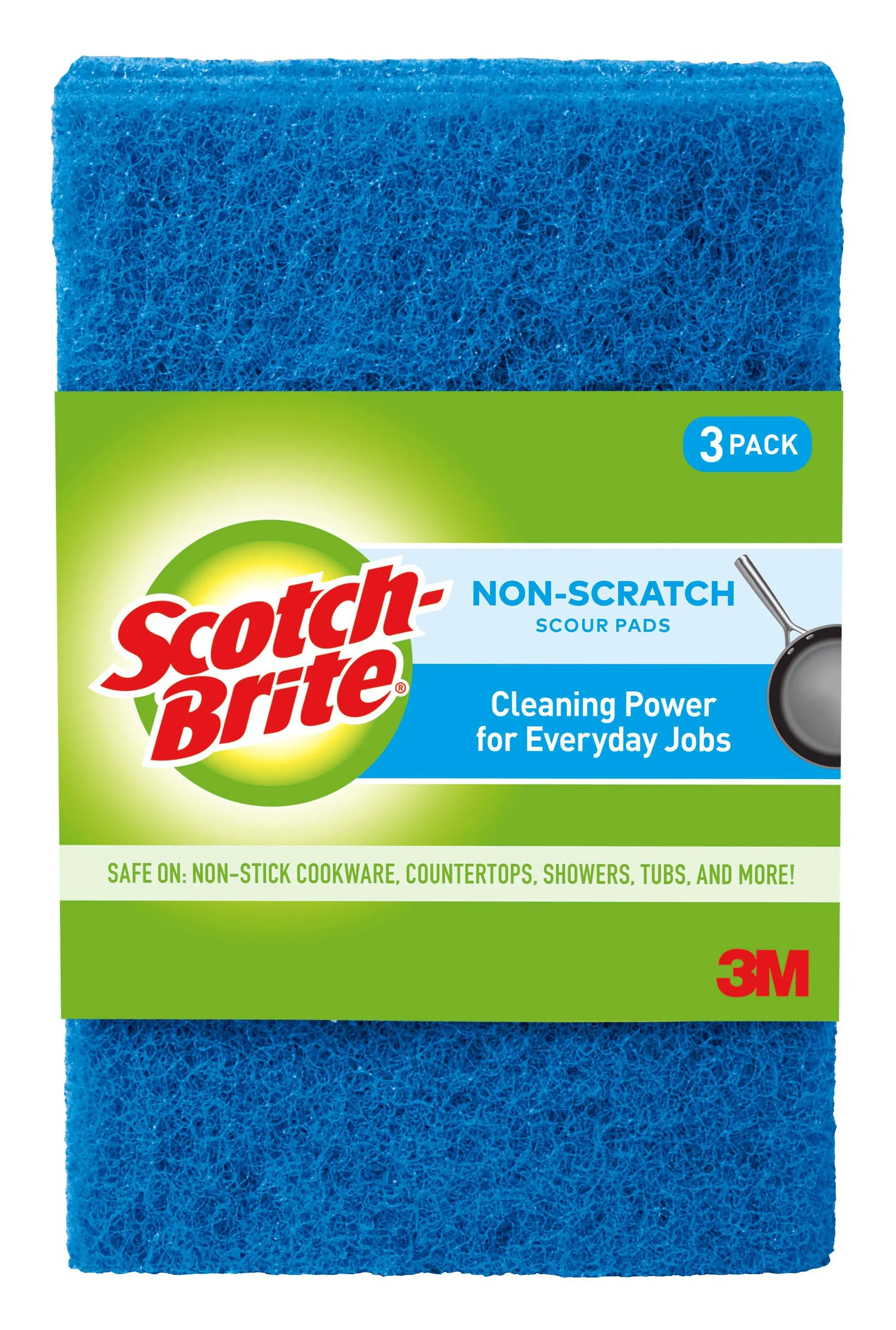 Scotch-Brite Non-Scratch Scour Pads, Scouring Pads for Kitchen and Dish Cleaning, 3 Pads