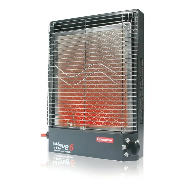 Camco Olympian Wave 6 Catalytic Safety Heater | Adjustable from 3200 to 6000 BTUs | Black (57341)