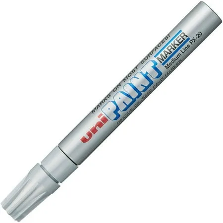 uni-ball Uni-Paint PX-20 Oil-Based Medium Point Marker - Medium Marker Point - Metallic Silver Oil Based Ink - 1 Dozen | Bundle of 5 Dozen