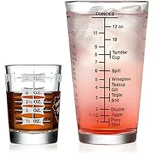 Libbey Mixologist Essentials 2-Piece Measuring Glass Set, Clear/Deco, 16 ozLibbey Mixologist Essentials 2-Piece Measuring Glass Set, C…