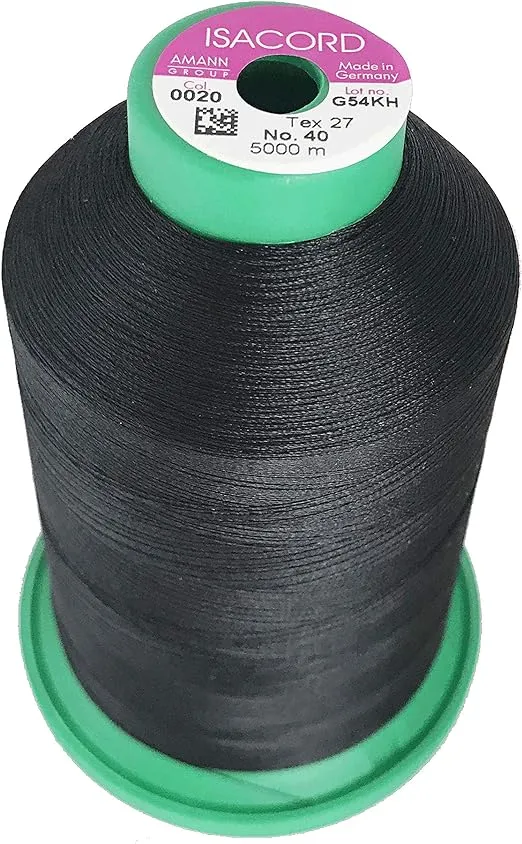 Isacord Embroidery Thread, 5000M, 40W Polyester Thread, 0020..Black