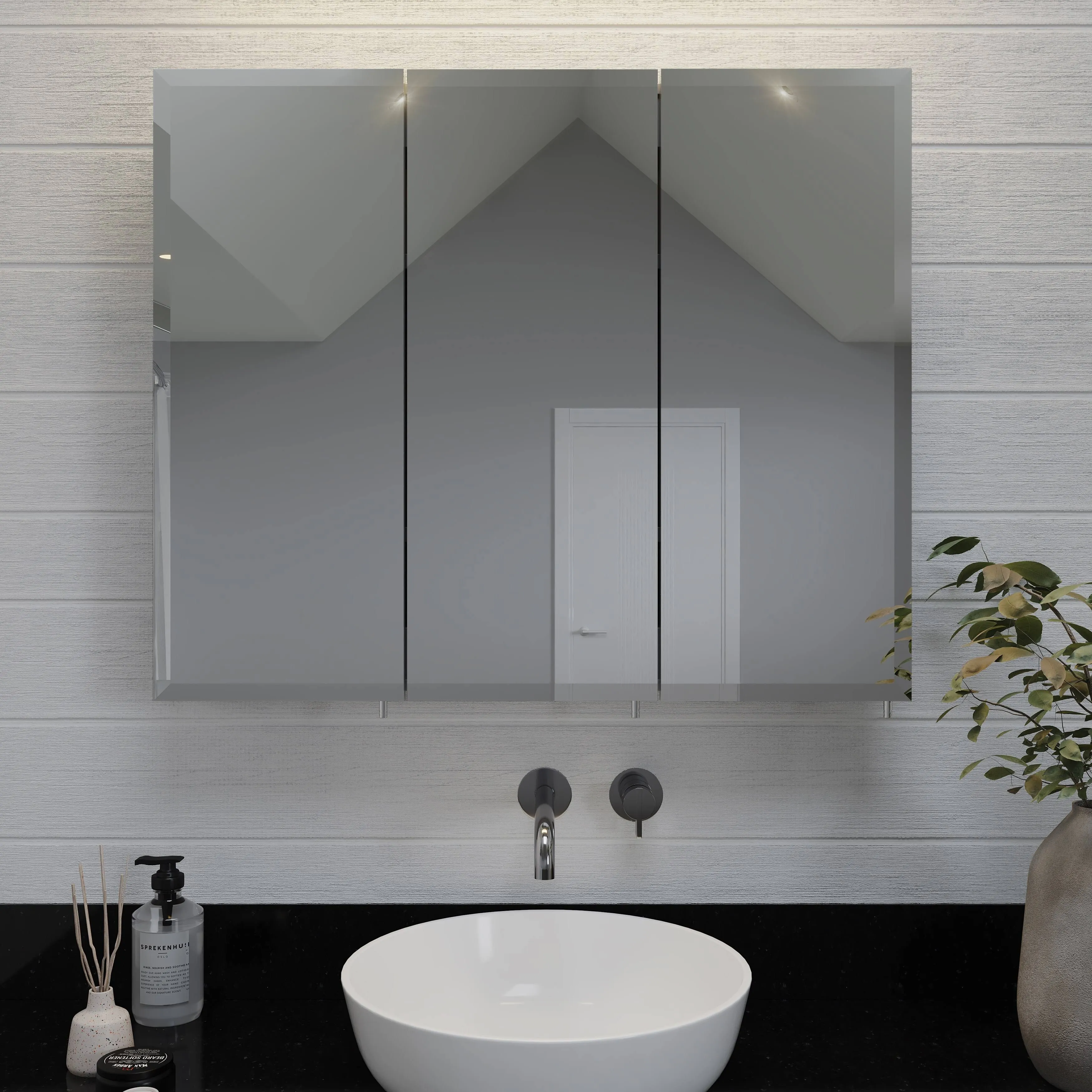 Croydex 36-in x 30-in Surface Mount White Mirrored Soft Close Medicine Cabinet