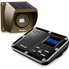 Solar Driveway Alarm Wireless Outside 1800ft Range, Outdoor Motion Sensor & Detector Driveway Alert System with Rechargeable Battery/Weatherproof/Mute Mode(1&1-Brown)