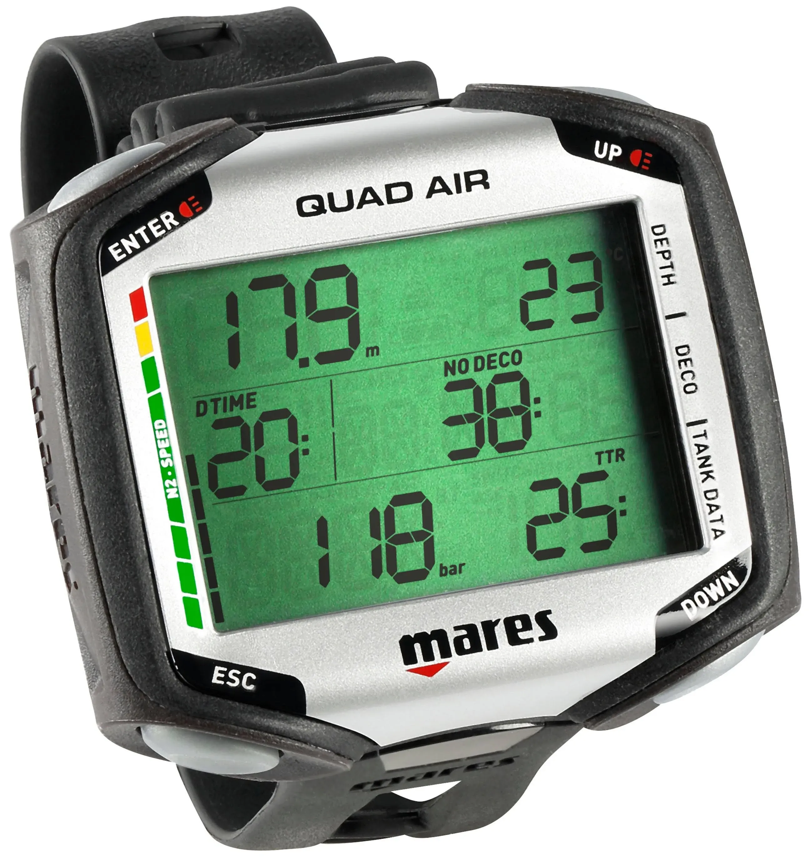 Mares Quad Air Scuba Diving Computer - Wrist Dive Computer (414169BKBK)