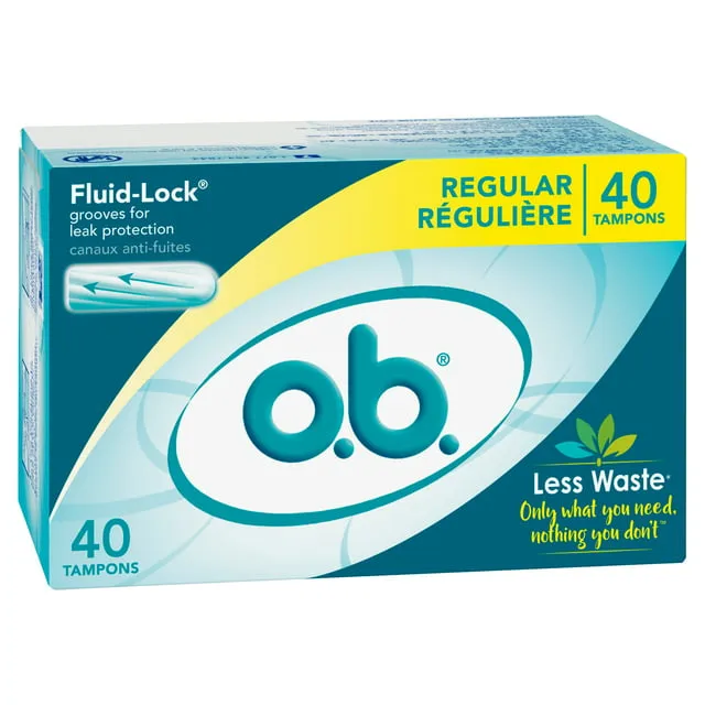 o.b. Applicator Free Digital Tampons Regular Absorbency - 40 Count