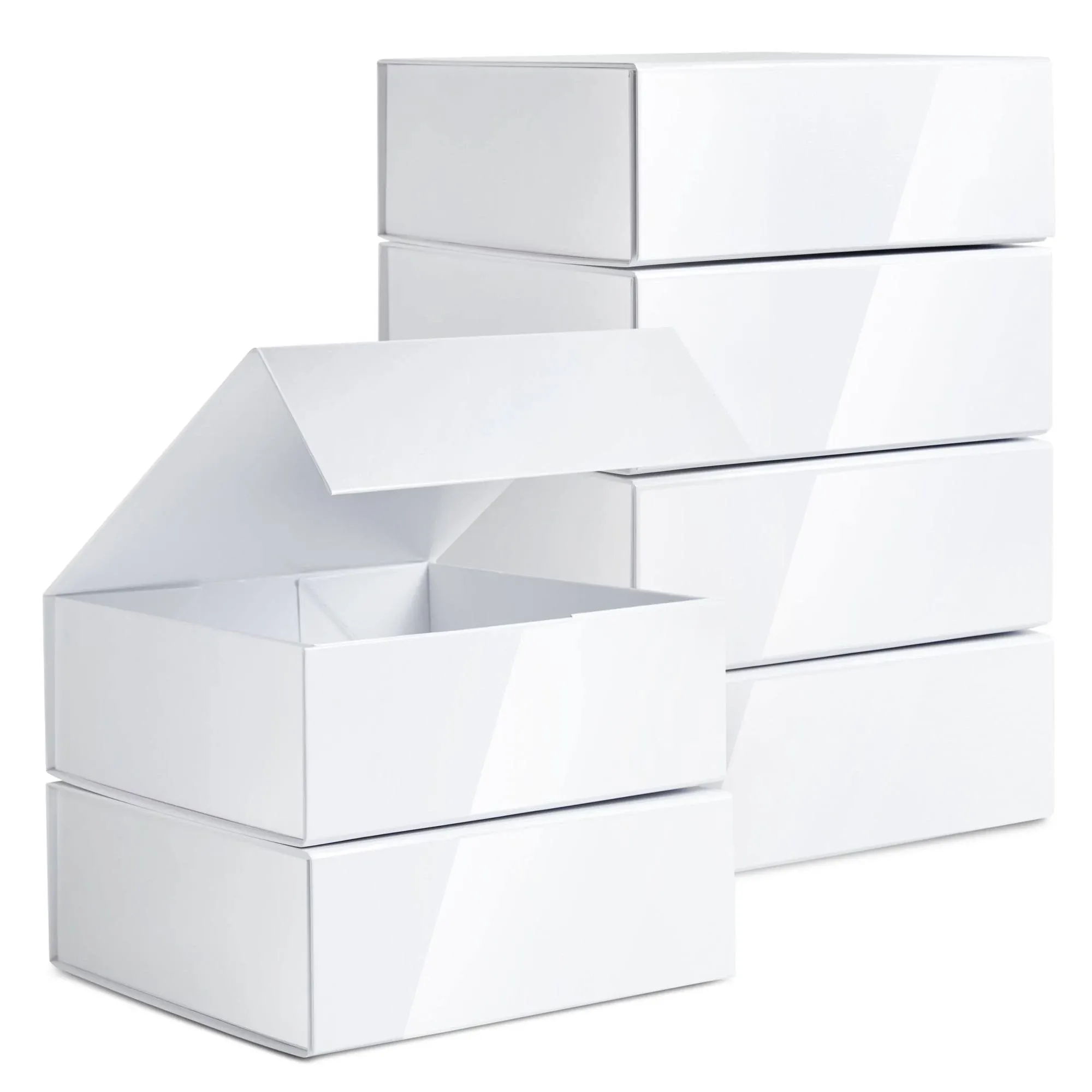 Stockroom Plus 6 Pack Proposal Boxes with Lid for Groomsmen, Bridesmaid, 9.5 x 9.5 x 3.5 Inch Square Glossy White Magnetic Gift Box for Parties, Retail