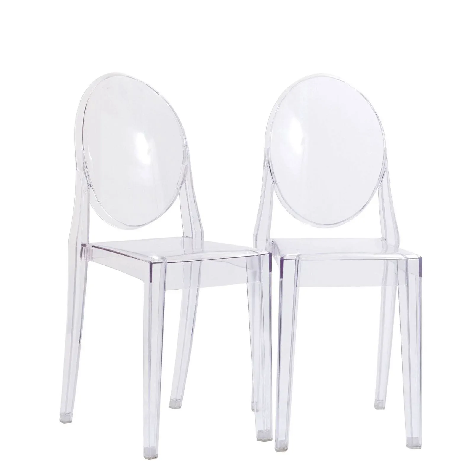 Clear Acrylic Victoria-Style Ghost Side Chairs, Set of 2