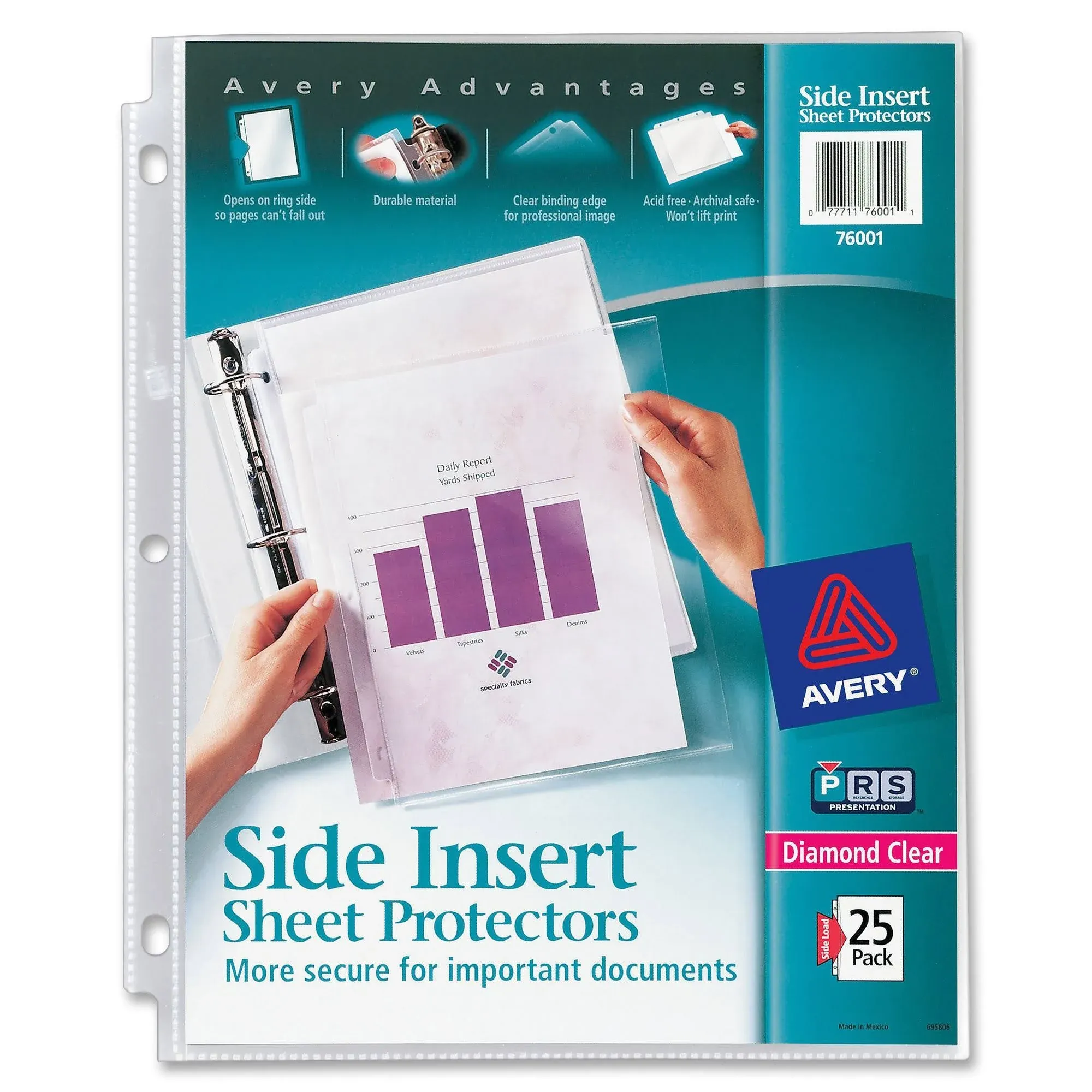 Avery Secure Side-Load Sheet Protectors, Heavy Gauge, Letter, Diamond Clear, 25/Pack