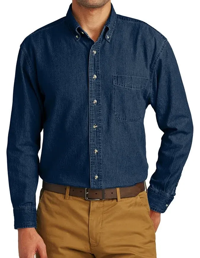 Port & Company SP10 Long Sleeve Value Denim Shirt - Ink Blue S