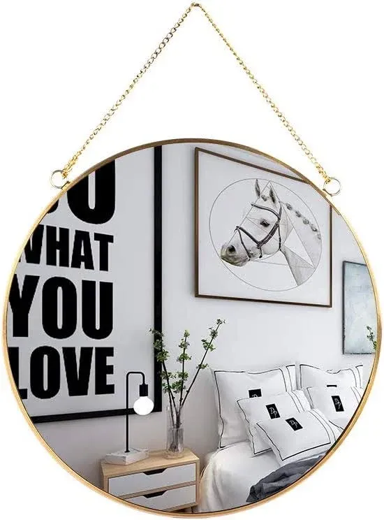 Gold Circle Wall Mirror for Home Decor, 9.8