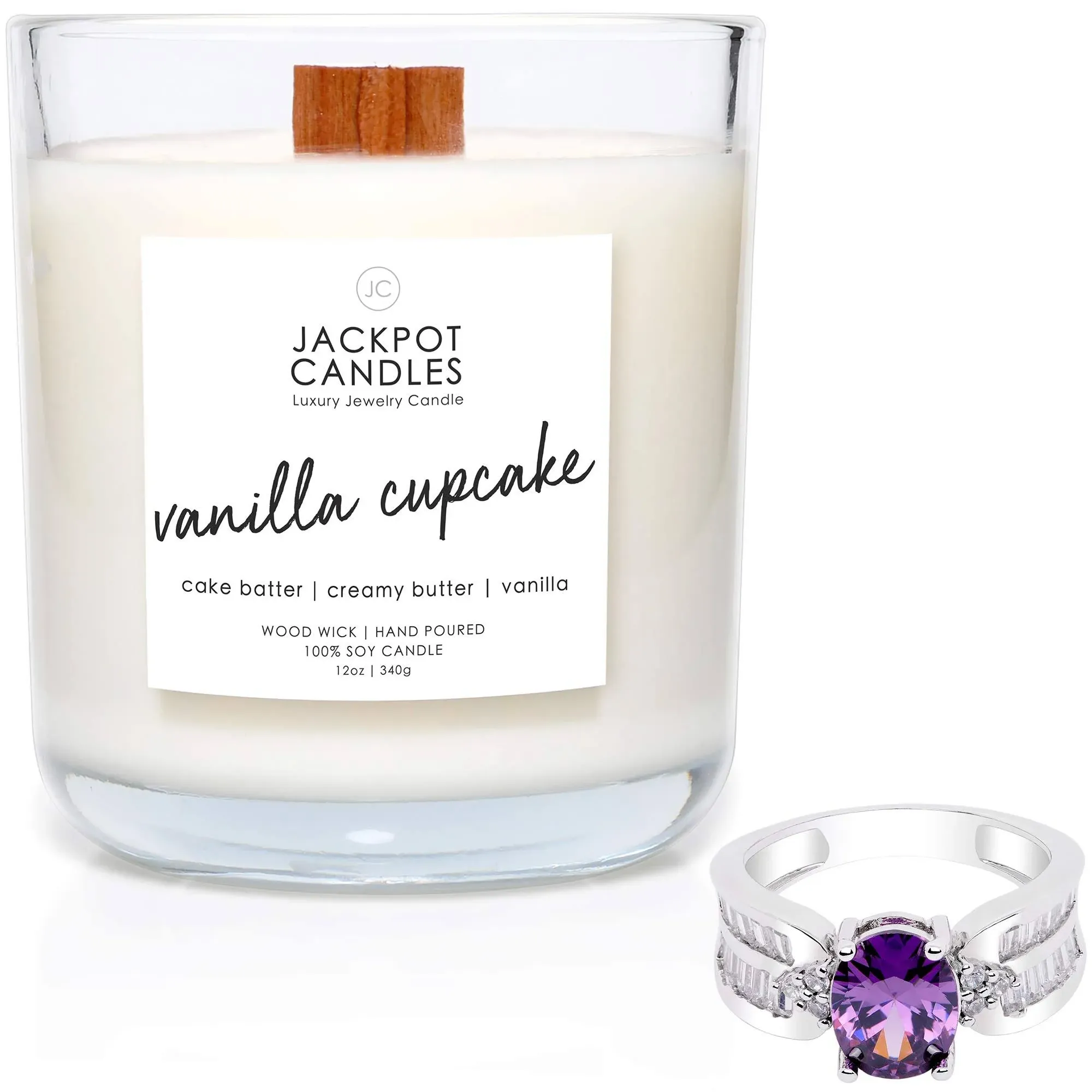 Vanilla Cupcake Candle with Ring Inside (Surprise Jewelry Valued at $15 to