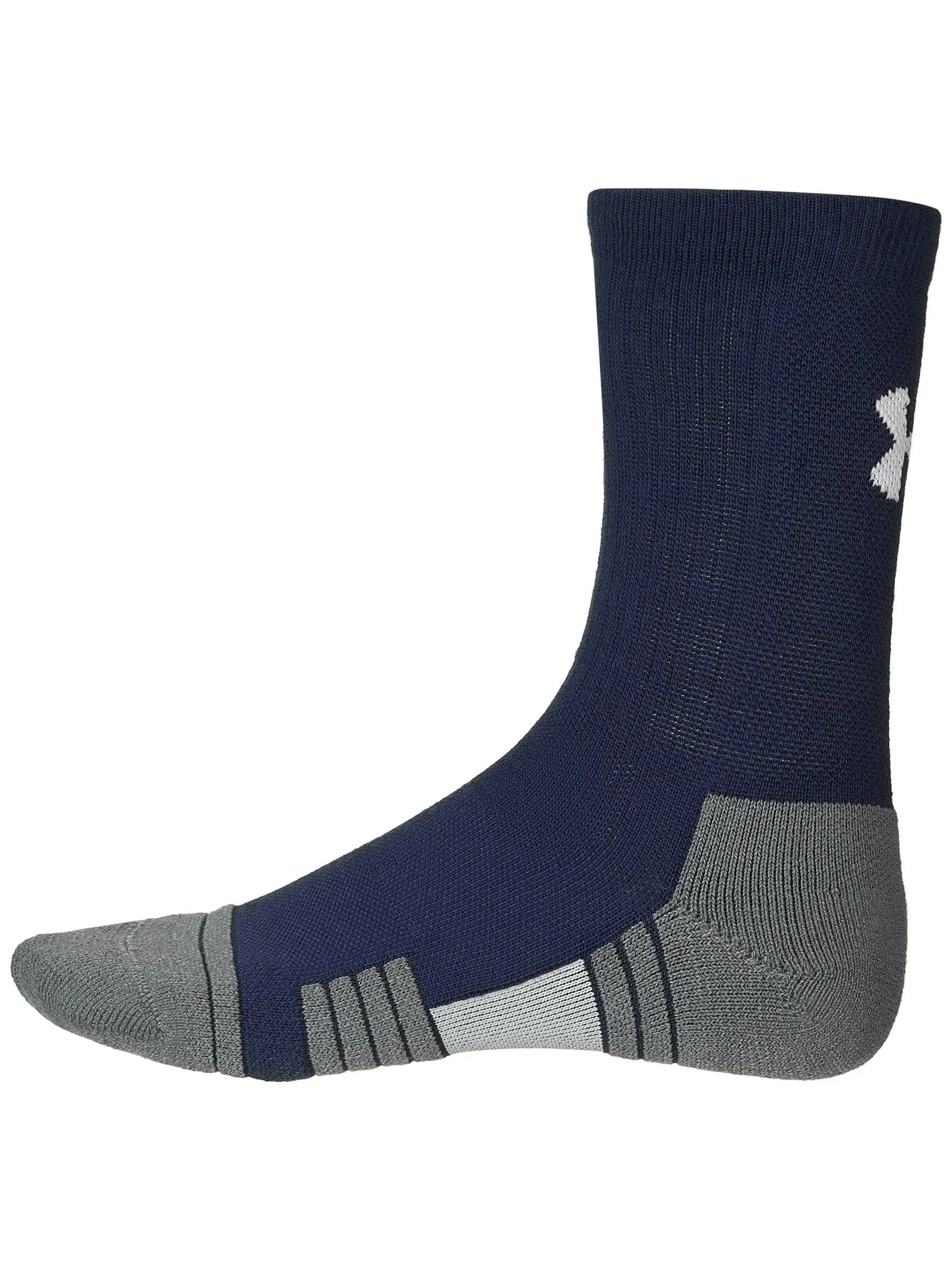 Under Armour Adult Grey Crew Polyester Mid Cushion UA Logo Team Socks Sz 13-16