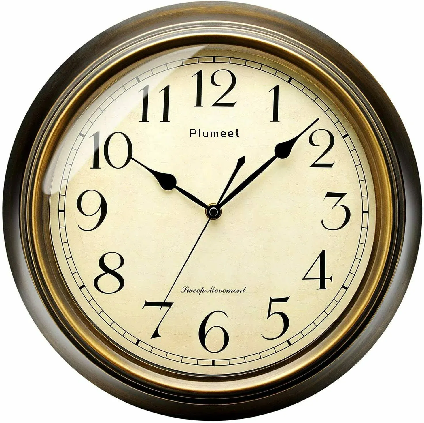  Large Retro Wall Clock - 13&#039;&#039; Non Ticking Classic Silent Clocks 13&#039;&#039; Bronze