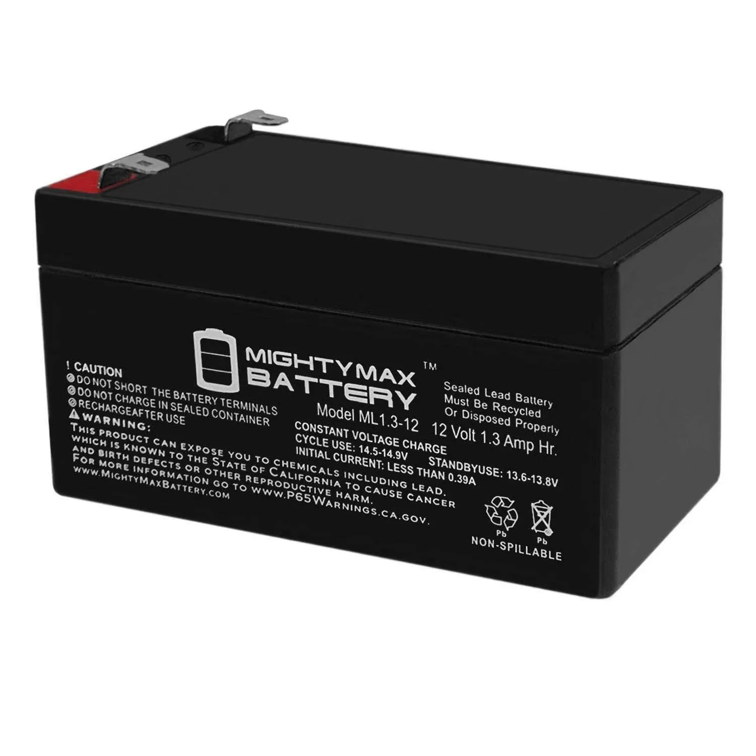 ML1.3-12 - 12 Volt 1.3 AH SLA Battery - Pack of 2