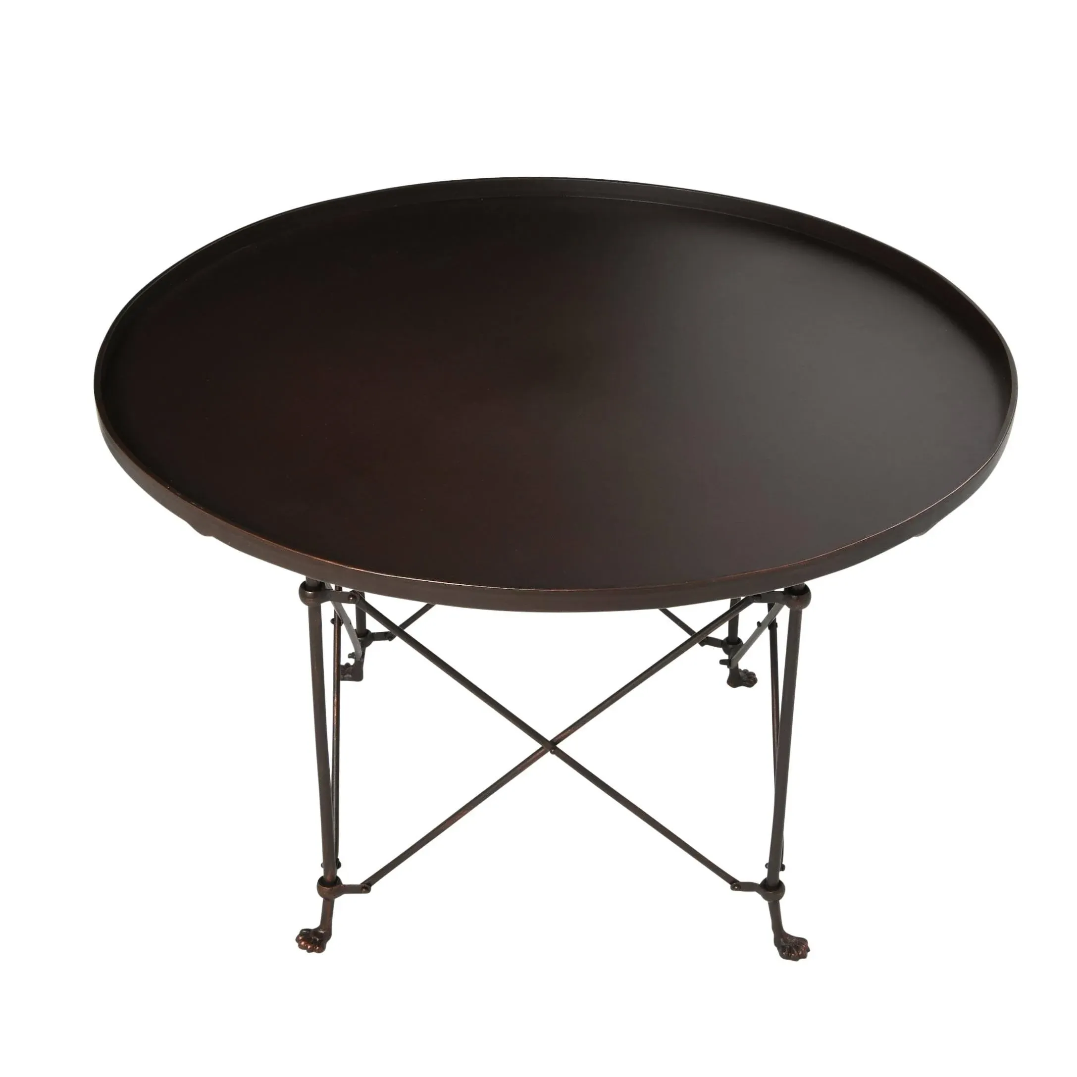 3R Studios 36 in. Bronze Round Metal Coffee Table with Claw Feet