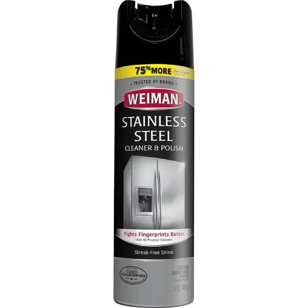 Weiman Stainless Steel Cleaner and Polish, 17 oz Aerosol, 6-carton