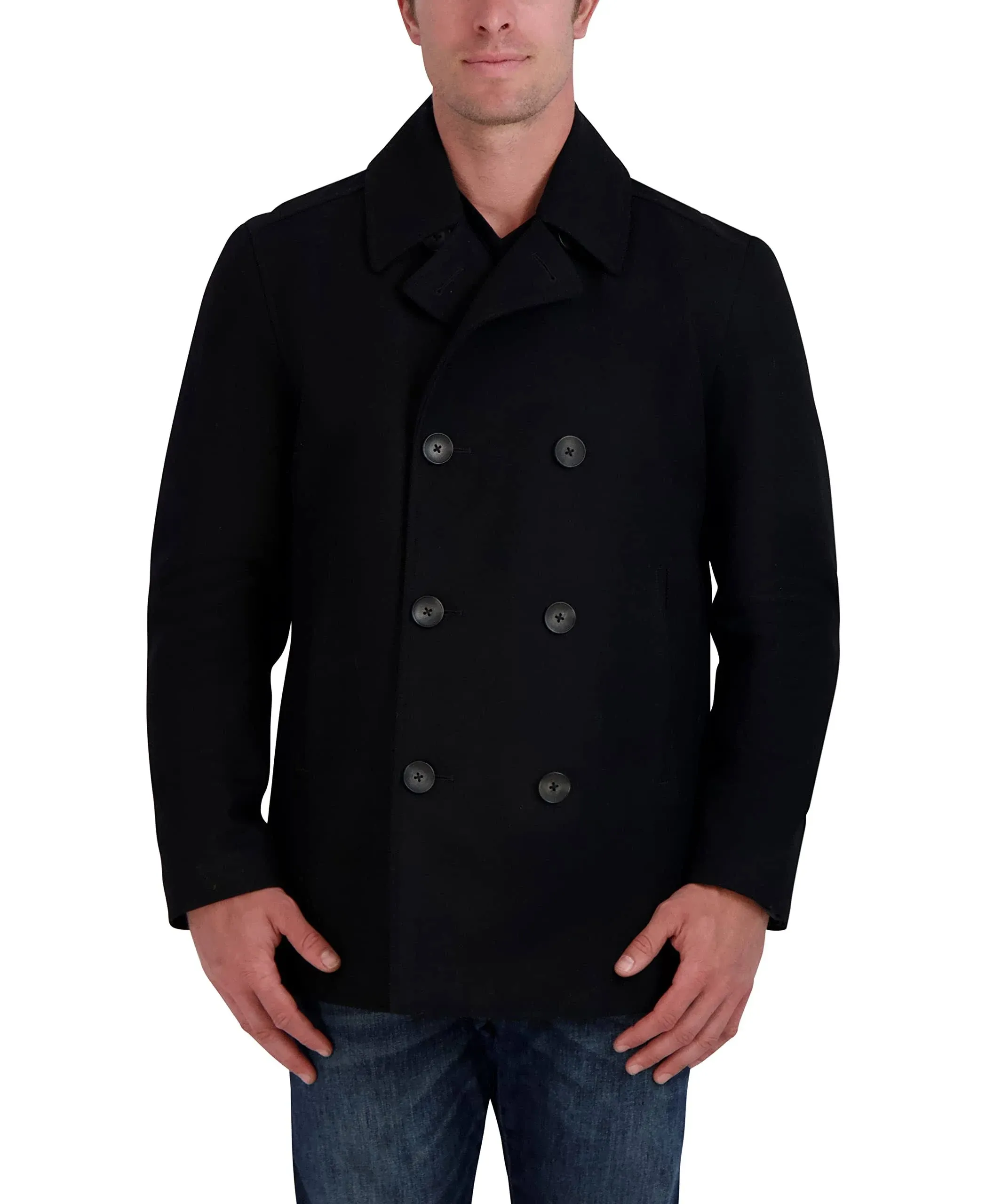 Nautica Men's Peacoat Wool Blend Double Breasted Winter Trench Coat