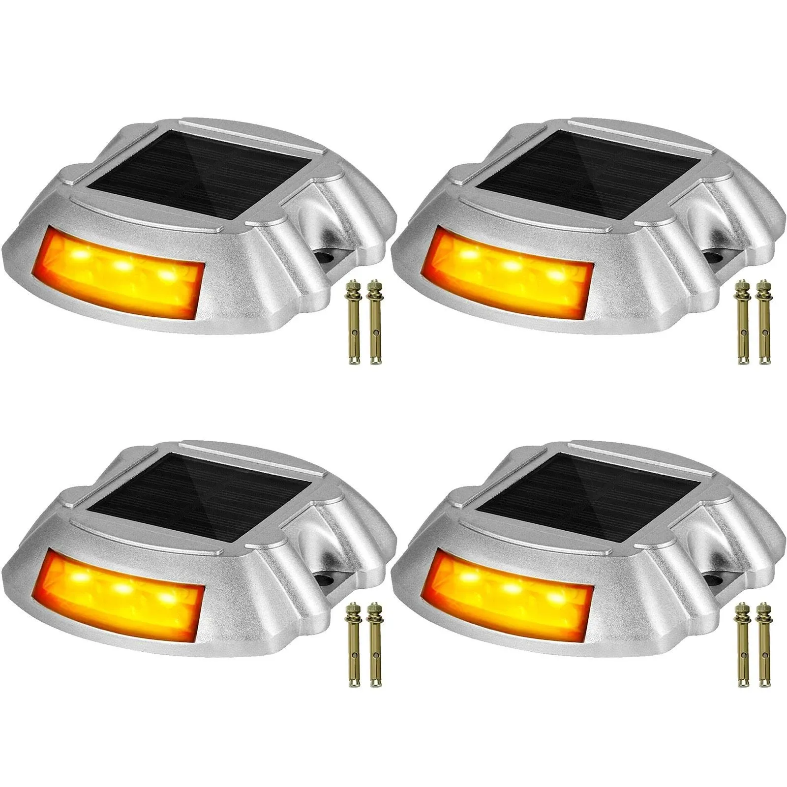 VEVOR 4-Pack Solar Driveway Lights 1-Lumen Die Casting Aluminum Shell Solar LED ...