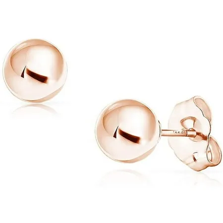 SOLIDGOLD - 14K Gold Filled Ball Stud Earrings Dazzling Rose Gold | 7mm