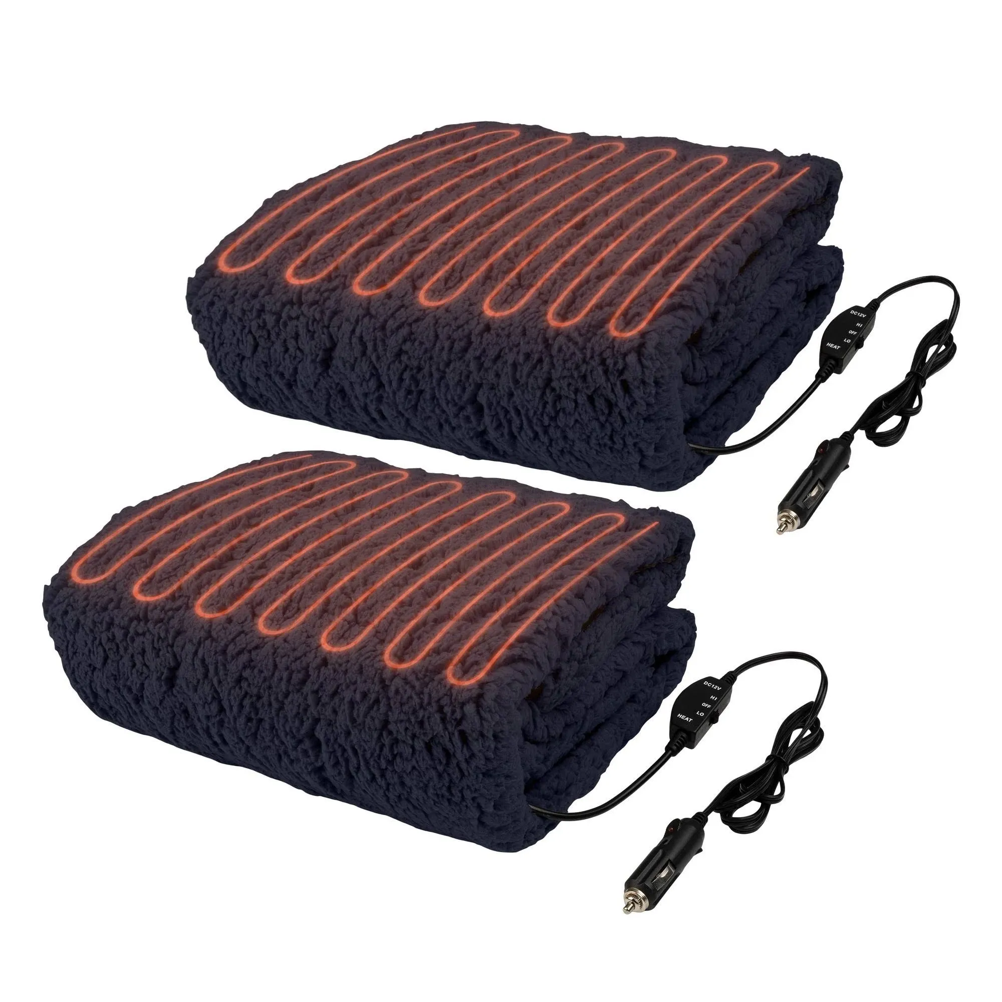 Stalwart 12V Heated Car Blanket 2-Pack