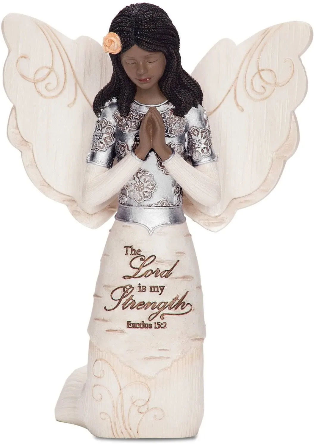 Pavilion Gift Company Elements 82324 Prayer Collectible Figurine, Ebony Kneeling and Praying Angel, 5-1/2-Inch