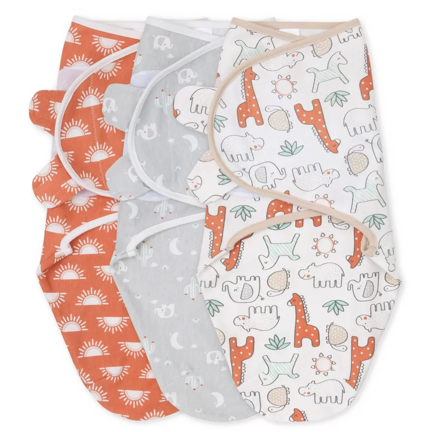 The Peanutshell Baby Swaddle Blankets Set of 3 - Swaddles Baby Boy Sleep Sack for Newborn, Baby Swaddles Newborns Sack 0-3, 3-6 Month Baby Swaddles, Soft & Breathable Cotton - Desert Safari (M/L)