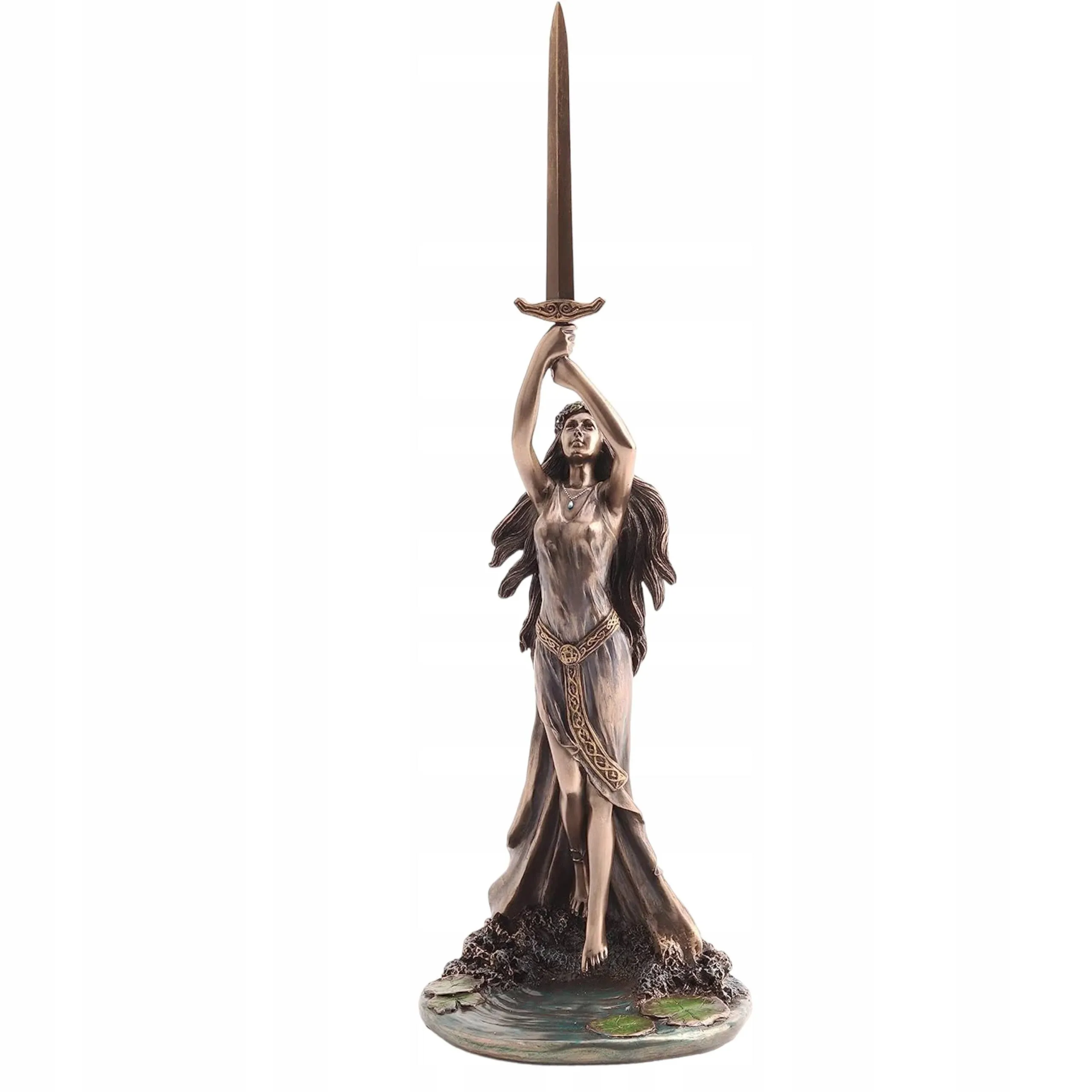 Veronese Design 13 1/4 Inch Lady of The Lake and Excalibur Cold Cast Resin Bronze Finish Sculpture