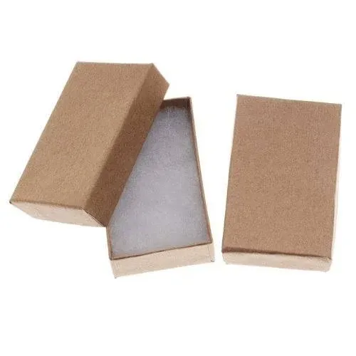 50 Pack Cotton Filled Brown Kraft Color Jewelry Gift and Retail Boxes Jewelry