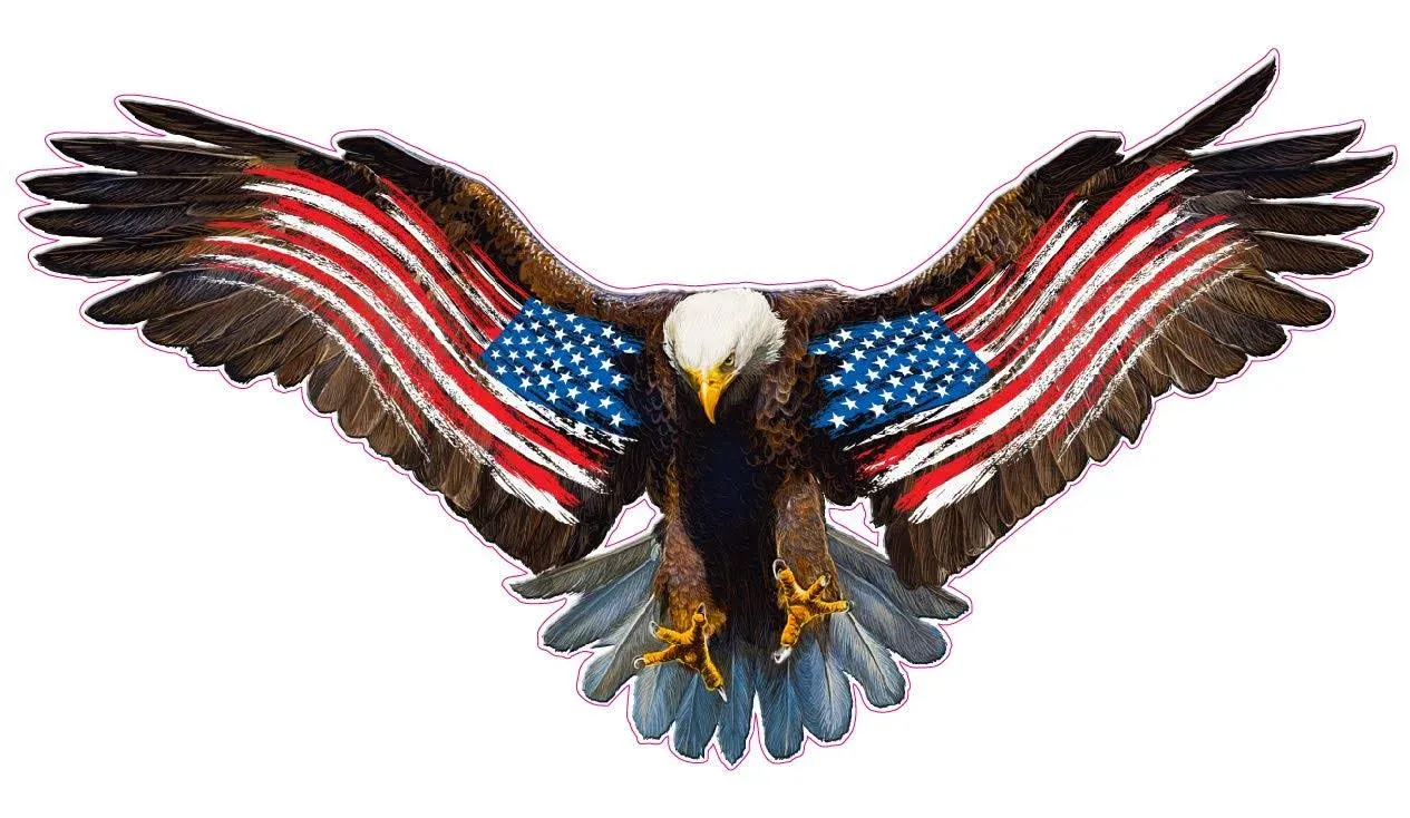 Bald Eagle Worn American Flag Decal (12" x 6")