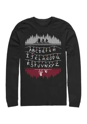 Stranger Things Men's Alphabet Lights Long Sleeve Crew Neck T-Shirt