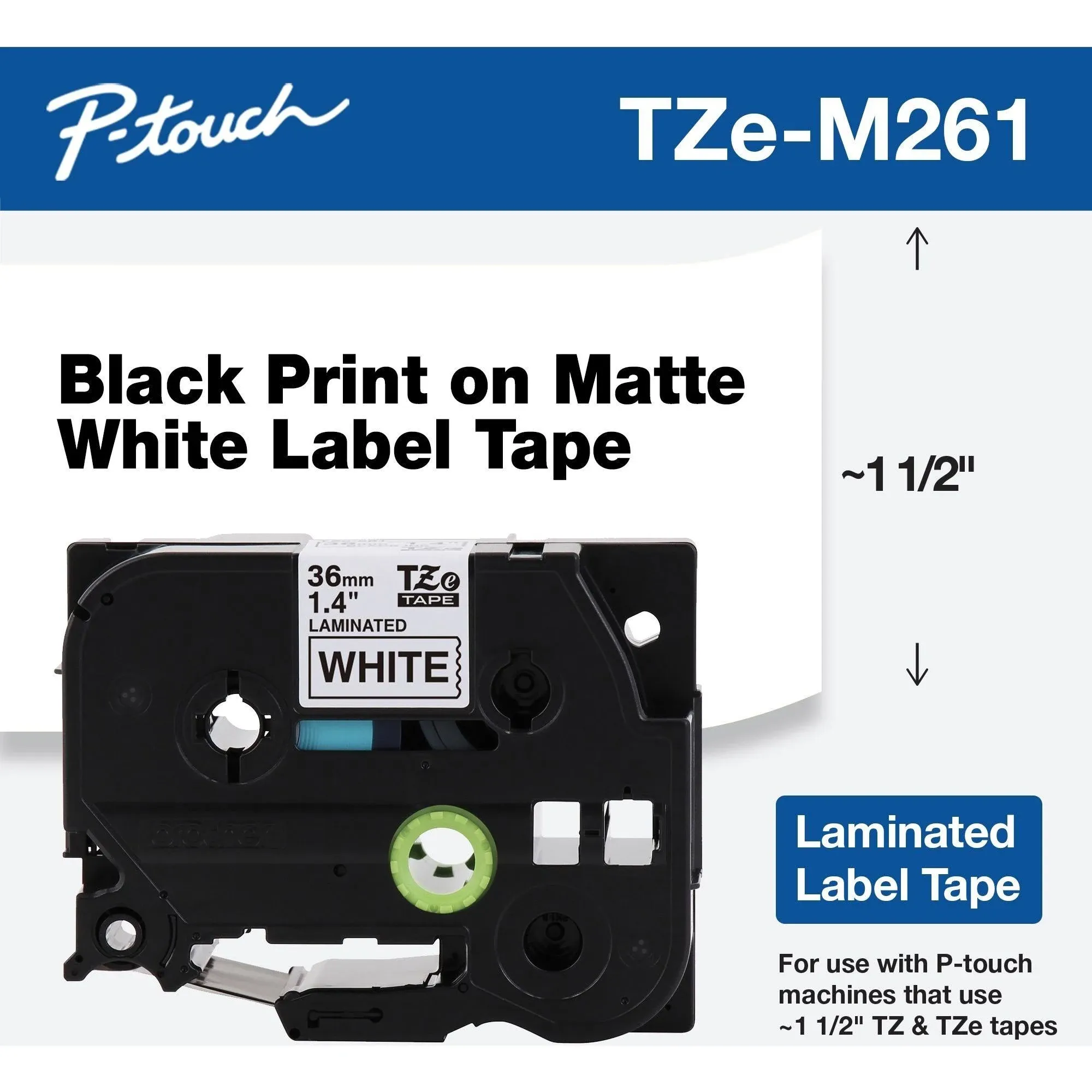 Brother P-Touch TZe Standard Adhesive Laminated Labeling Tape, 1.4" x 26.2 ft ...