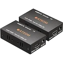 HDMI Over Ethernet Extender, Over Cat 5e/6/7 LAN Cable, Up to 200Ft, Full HD 1080P @ 60HZ, EDID Copy, Dolby Digital/DTS Compatible, High Resolution Signal, Balun Transmitter and Receiver