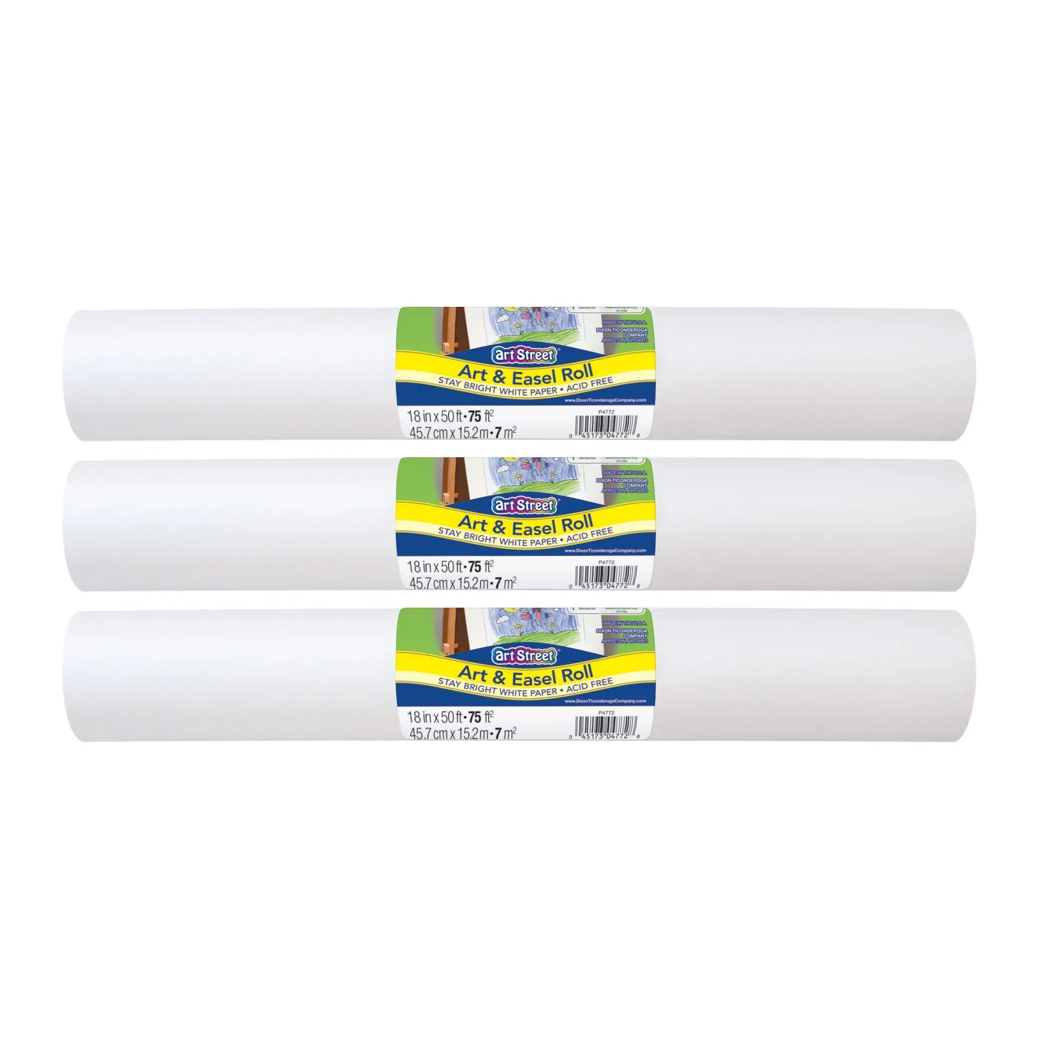 Prang (Formerly Art Street) Art & Easel Roll, White, 18" x 50', 1 Roll