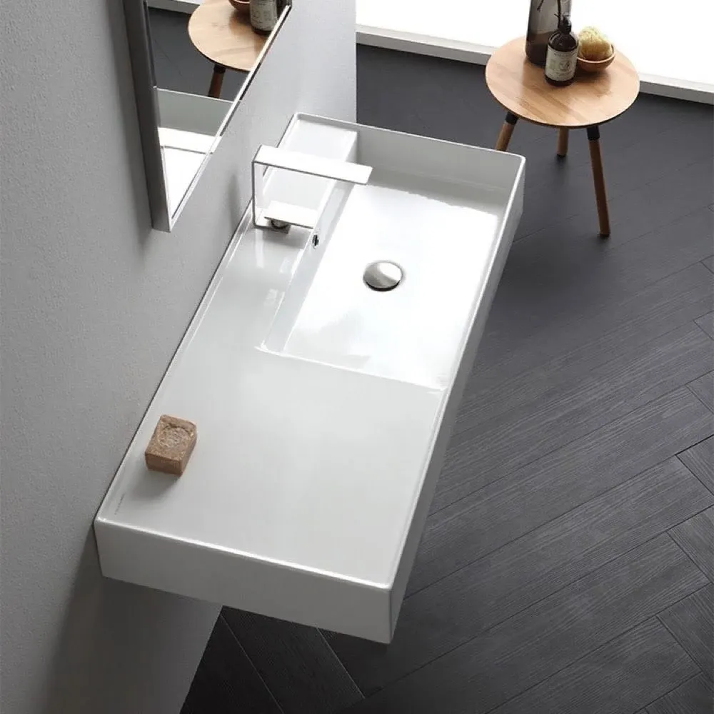 SCARABEO 5120 TEOREMA 2 39 3/4 INCH WALL MOUNTED OR VESSEL BATHROOM SINK